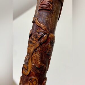 Antique Primitive South/Central American Hand Carved Folk Art Cane Walking Stick